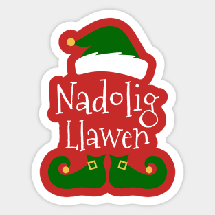 Nadolig Llawen Welsh Cymru Merry Christmas Wales Elf Sticker